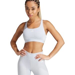 Adidas PowerReact Sports Bra light pale blue Medium Impact Med A/B New